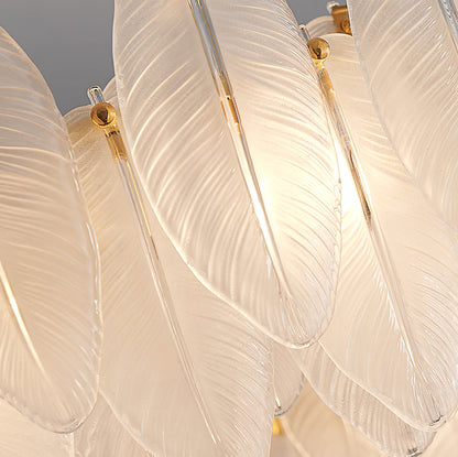 Elegant Glass Feather Chandelier - Unique Design & Adjustable Height