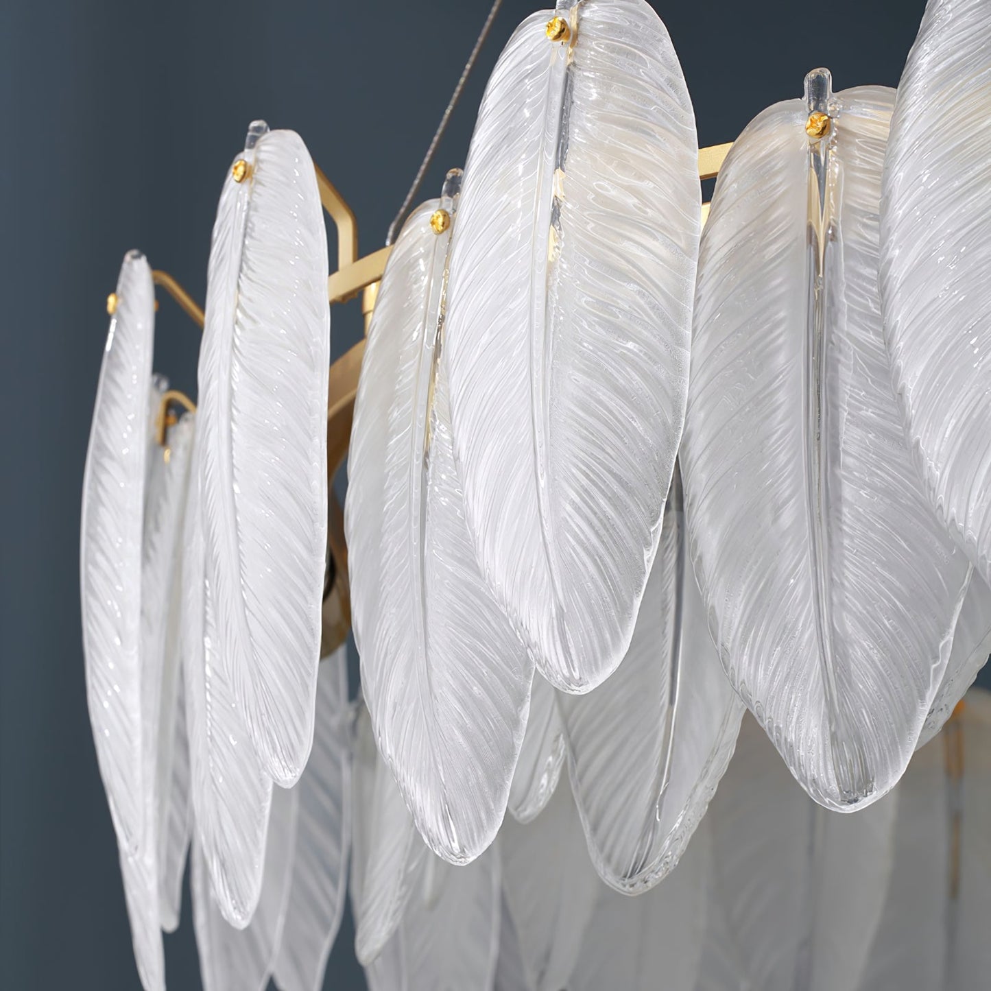 Elegant Glass Feather Chandelier - Unique Design & Adjustable Height