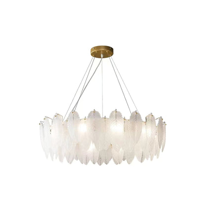 Elegant Glass Feather Chandelier - Unique Design & Adjustable Height