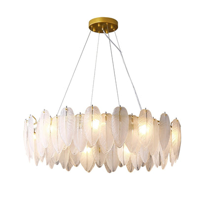 Elegant Glass Feather Chandelier - Unique Design & Adjustable Height