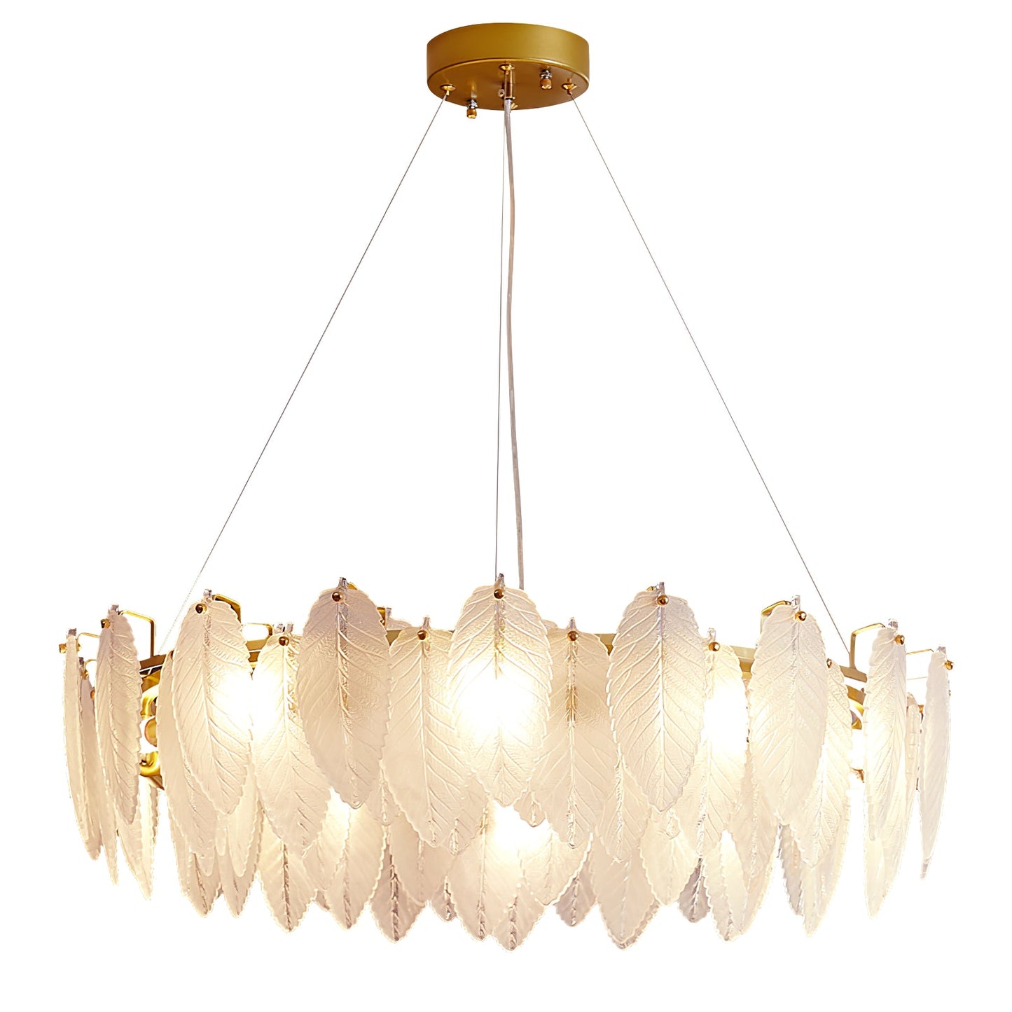 Elegant Glass Feather Chandelier - Unique Design & Adjustable Height