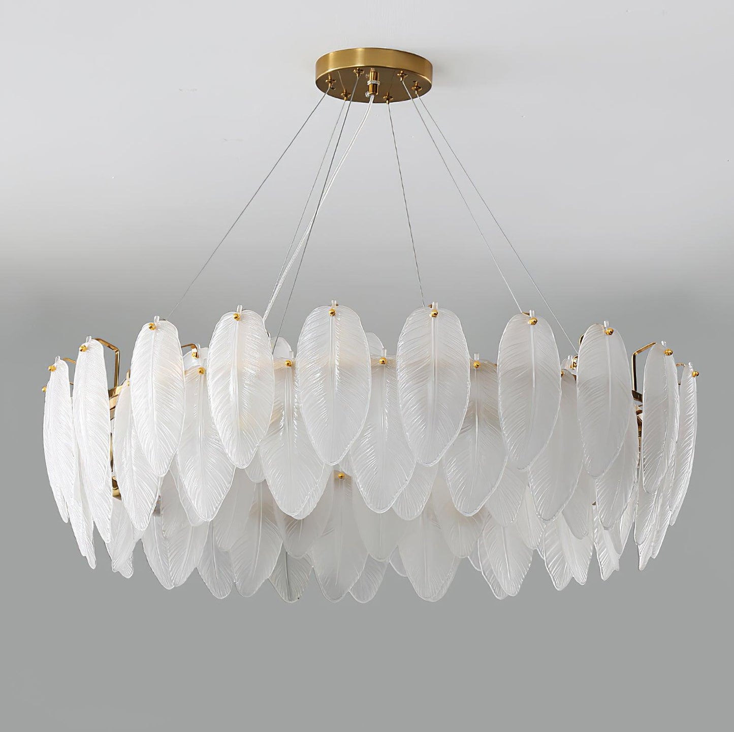 Elegant Glass Feather Chandelier - Unique Design & Adjustable Height