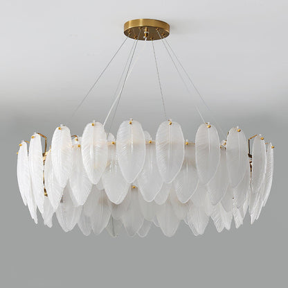 Elegant Glass Feather Chandelier - Unique Design & Adjustable Height