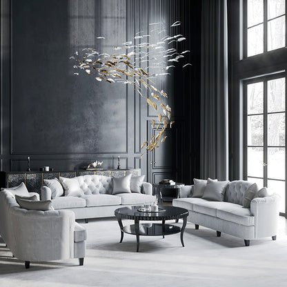 Elegant Glass Feathers Flying Chandelier with Adjustable Lighting and