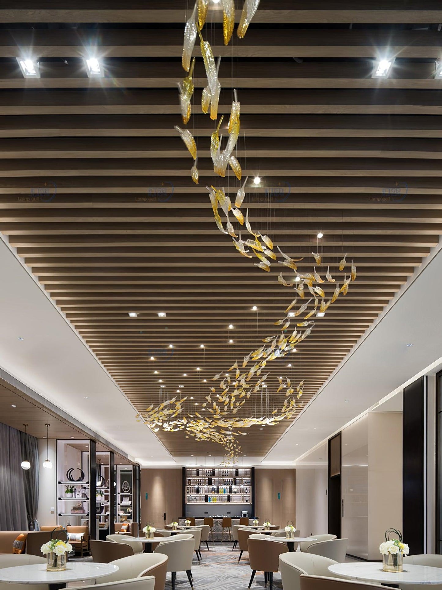 Elegant Glass Feathers Flying Chandelier with Adjustable Lighting and