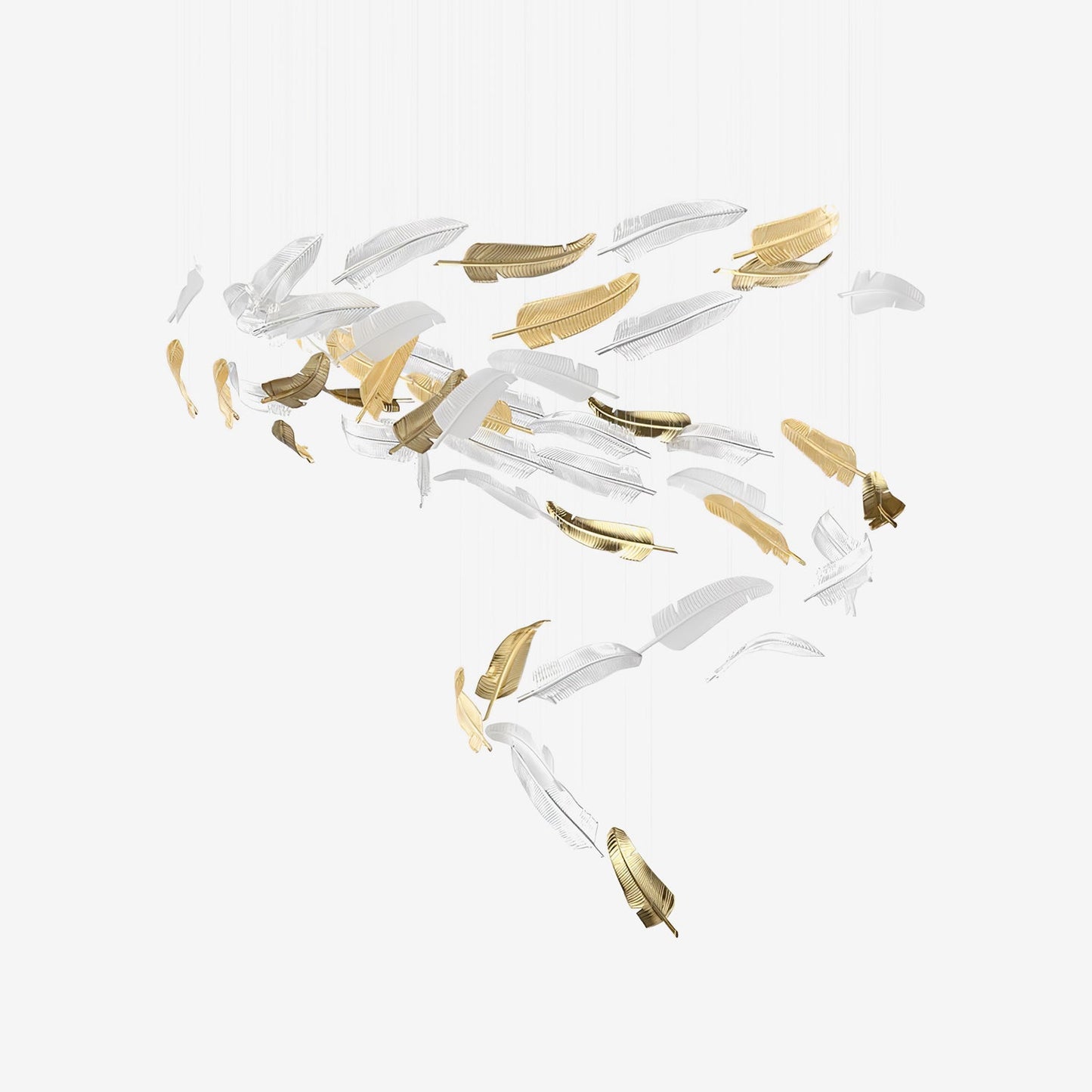 Elegant Glass Feathers Flying Chandelier with Adjustable Lighting and