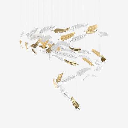 Elegant Glass Feathers Flying Chandelier with Adjustable Lighting and