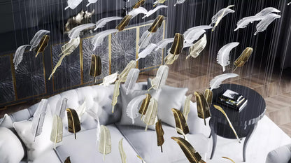 Elegant Glass Feathers Flying Chandelier with Adjustable Lighting and