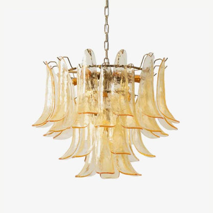 Elegant Glass Leaf Chandelier - Adjustable Height, Energy Efficient Li