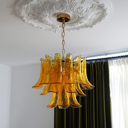 Elegant Glass Leaf Chandelier - Adjustable Height, Energy Efficient Li