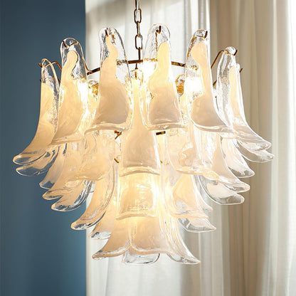 Elegant Glass Leaf Chandelier - Adjustable Height, Energy Efficient Li