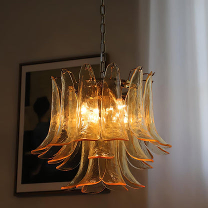 Elegant Glass Leaf Chandelier - Adjustable Height, Energy Efficient Li