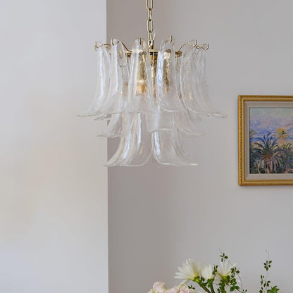 Elegant Glass Leaf Chandelier - Adjustable Height, Energy Efficient Li