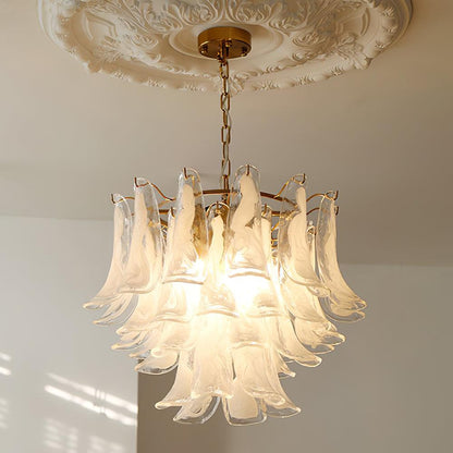 Elegant Glass Leaf Chandelier - Adjustable Height, Energy Efficient Li