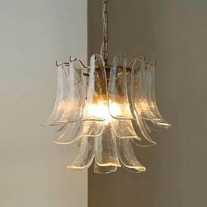 Elegant Glass Leaf Chandelier - Adjustable Height, Energy Efficient Li