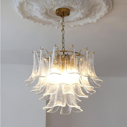 Elegant Glass Leaf Chandelier - Adjustable Height, Energy Efficient Li