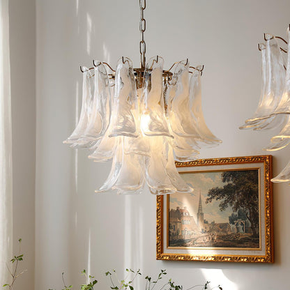 Elegant Glass Leaf Chandelier - Adjustable Height, Energy Efficient Li
