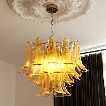 Elegant Glass Leaf Chandelier - Adjustable Height, Energy Efficient Li