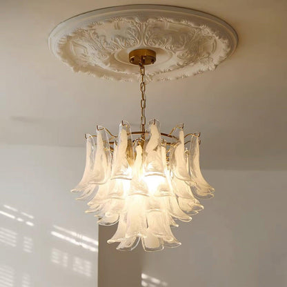 Elegant Glass Leaf Chandelier - Adjustable Height, Energy Efficient Li