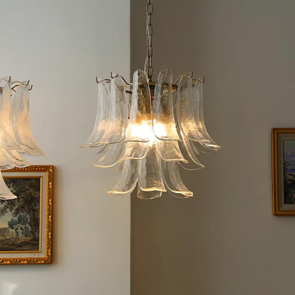 Elegant Glass Leaf Chandelier - Adjustable Height, Energy Efficient Li