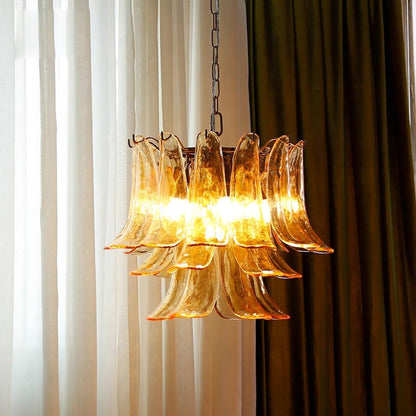 Elegant Glass Leaf Chandelier - Adjustable Height, Energy Efficient Li