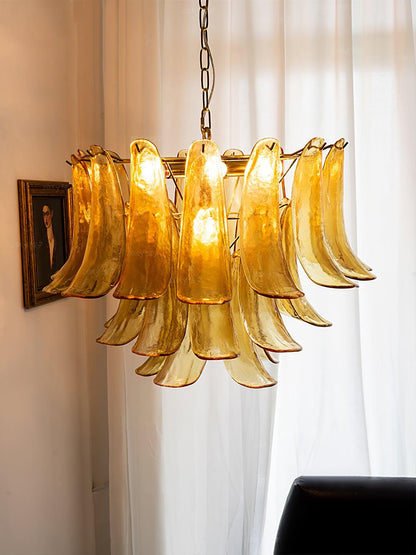 Elegant Glass Leaf Chandelier - Adjustable Height, Energy Efficient Li