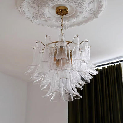 Elegant Glass Leaf Chandelier - Adjustable Height, Energy Efficient Li