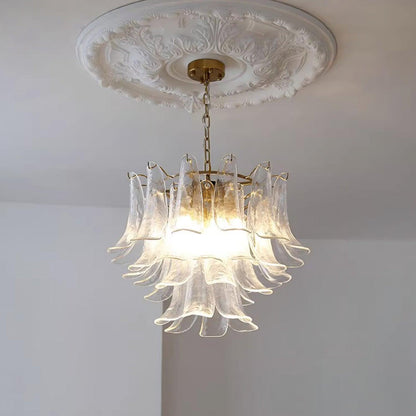 Elegant Glass Leaf Chandelier - Adjustable Height, Energy Efficient Li