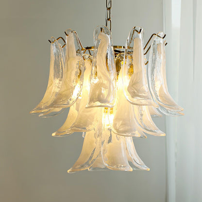 Elegant Glass Leaf Chandelier - Adjustable Height, Energy Efficient Li