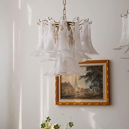Elegant Glass Leaf Chandelier - Adjustable Height, Energy Efficient Li