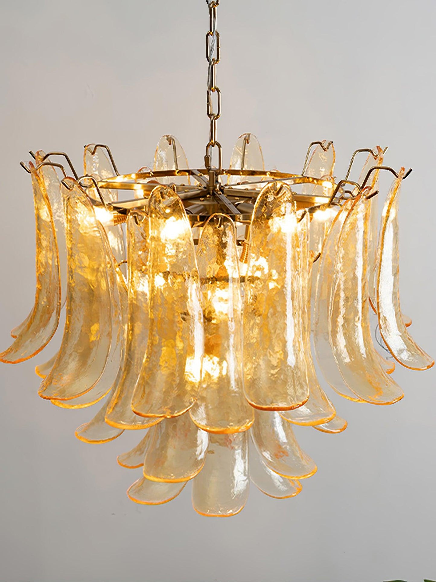 Elegant Glass Leaf Chandelier - Adjustable Height, Energy Efficient Li
