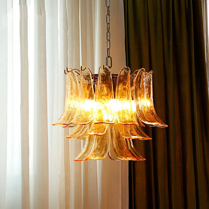 Elegant Glass Leaf Chandelier - Adjustable Height, Energy Efficient Li