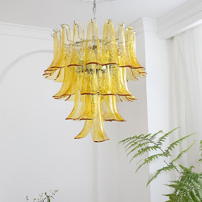 Elegant Glass Leaf Chandelier - Adjustable Height, Energy Efficient Li