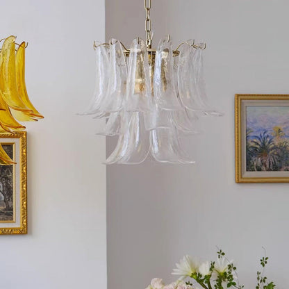 Elegant Glass Leaf Chandelier - Adjustable Height, Energy Efficient Li