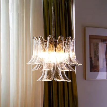 Elegant Glass Leaf Chandelier - Adjustable Height, Energy Efficient Li