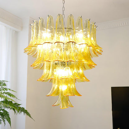 Elegant Glass Leaf Chandelier - Adjustable Height, Energy Efficient Li