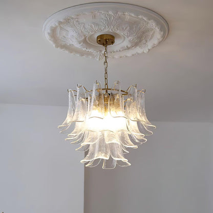 Elegant Glass Leaf Chandelier - Adjustable Height, Energy Efficient Li