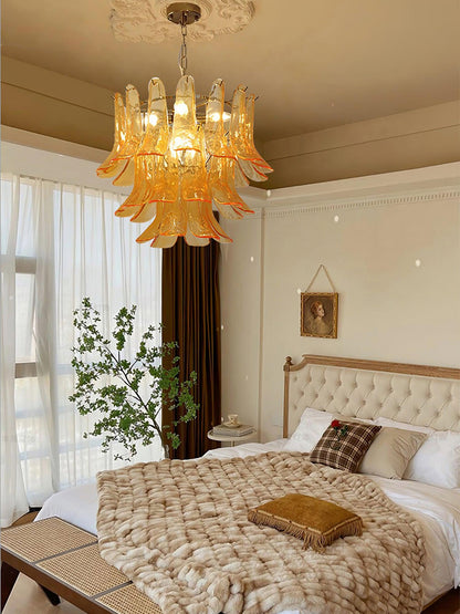 Elegant Glass Leaf Chandelier - Adjustable Height, Energy Efficient Li