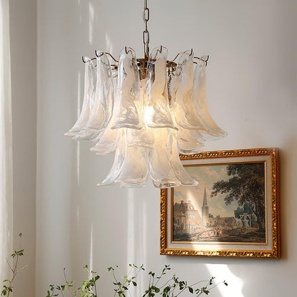 Elegant Glass Leaf Chandelier - Adjustable Height, Energy Efficient Li