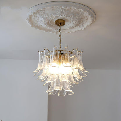 Elegant Glass Leaf Chandelier - Adjustable Height, Energy Efficient Li