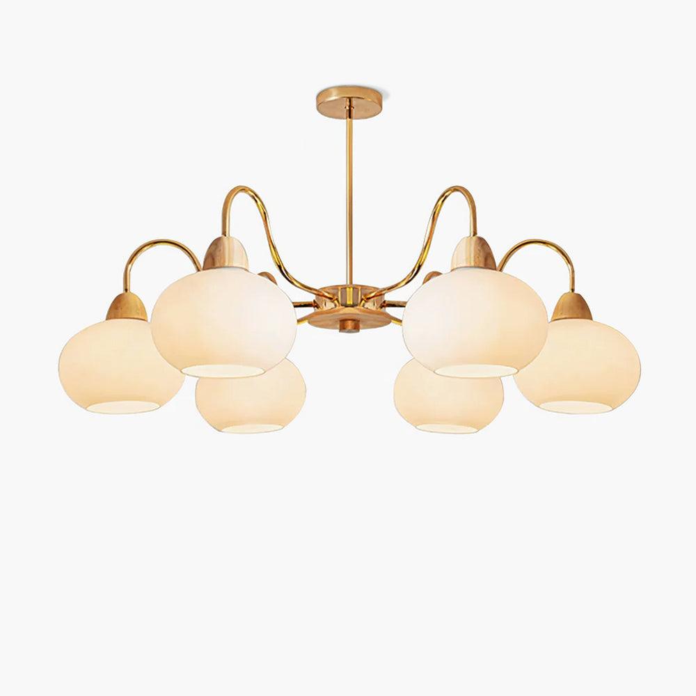 Elegant Glass Persimmon Chandelier with Adjustable Height & Warm Light