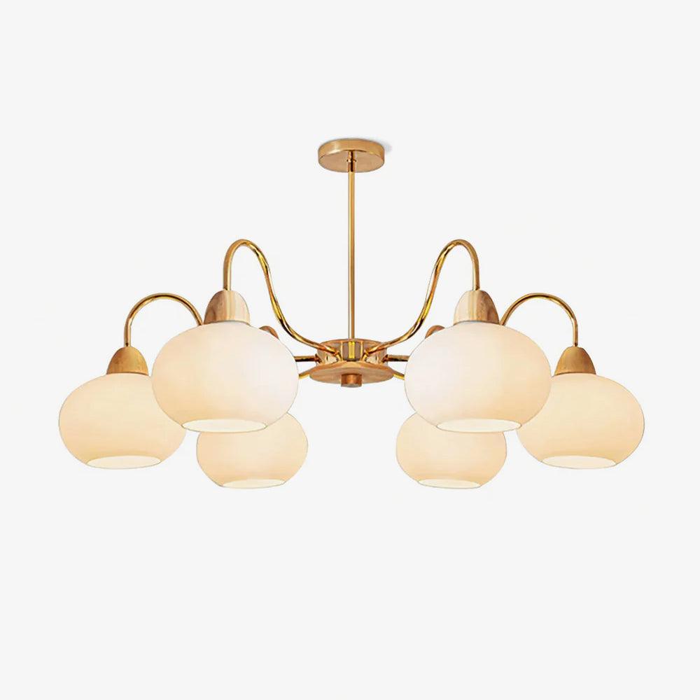 Elegant Glass Persimmon Chandelier with Adjustable Height & Warm Light