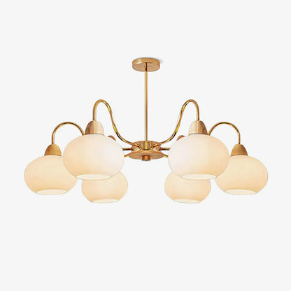 Elegant Glass Persimmon Chandelier with Adjustable Height & Warm Light
