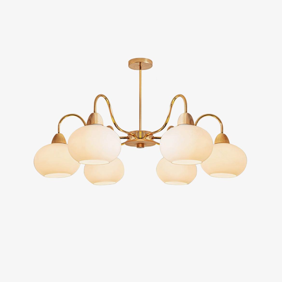 Elegant Glass Persimmon Chandelier with Adjustable Height & Warm Light