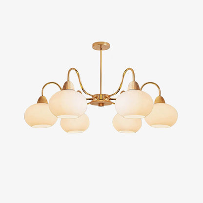 Elegant Glass Persimmon Chandelier with Adjustable Height & Warm Light