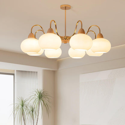 Elegant Glass Persimmon Chandelier with Adjustable Height & Warm Light