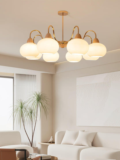 Elegant Glass Persimmon Chandelier with Adjustable Height & Warm Light