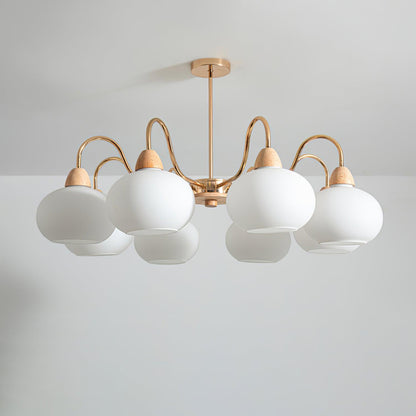 Elegant Glass Persimmon Chandelier with Adjustable Height & Warm Light