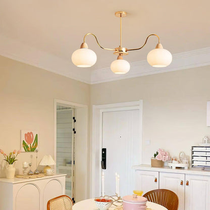 Elegant Glass Persimmon Chandelier with Adjustable Height & Warm Light