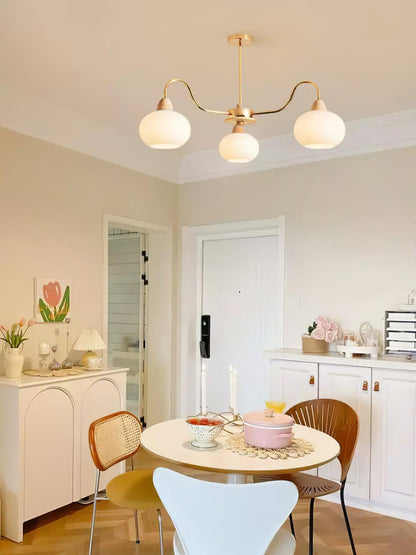 Elegant Glass Persimmon Chandelier with Adjustable Height & Warm Light